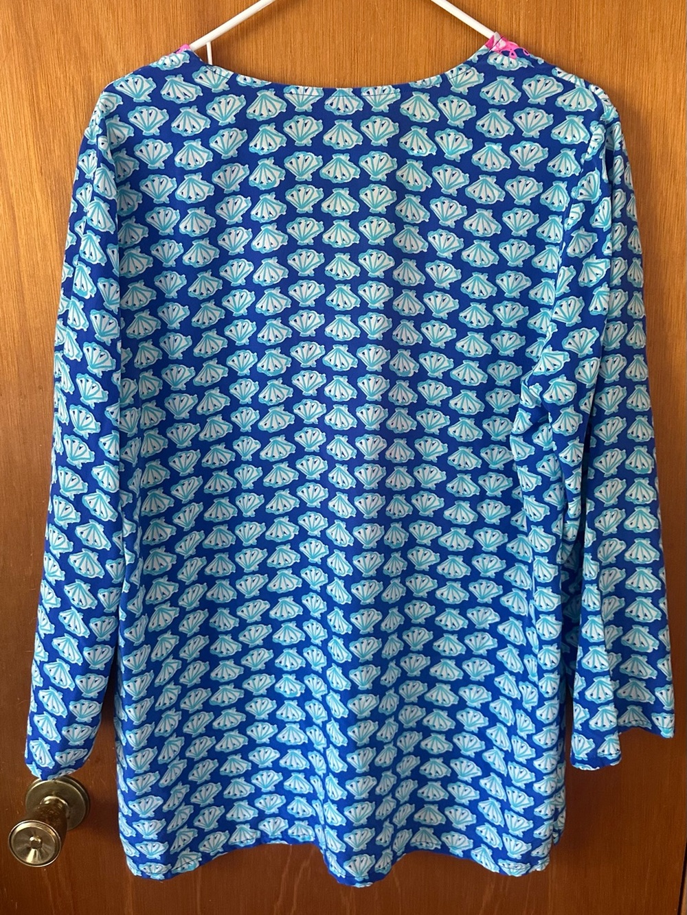 Lilly Pulitzer Renato Silk Tunic Top Brilliant Blue Tripped Out Large L Like New - Picture 4 of 4